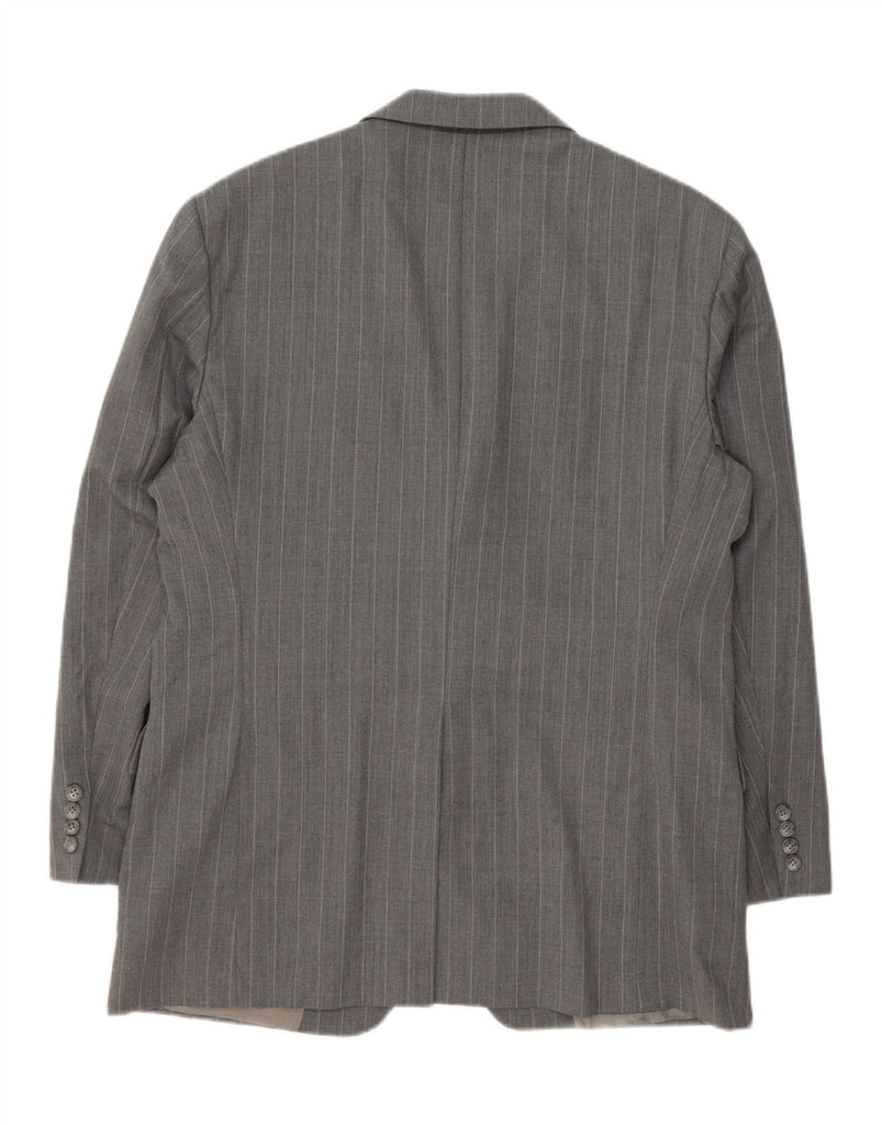 BURBERRY Mens 2 Button Blazer Jacket UK 43 Large Grey Striped Wool Vintage Burberry and Second-Hand Burberry from Messina Hembry 