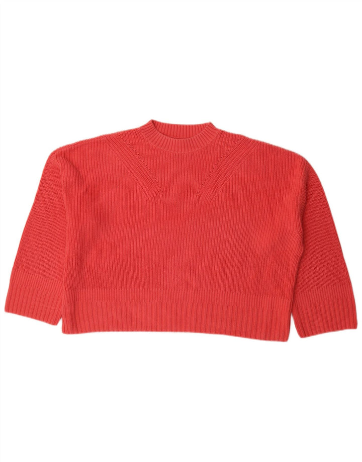 Suéter feminino grande com gola redonda BARBOUR Reino Unido 12 rosa médio