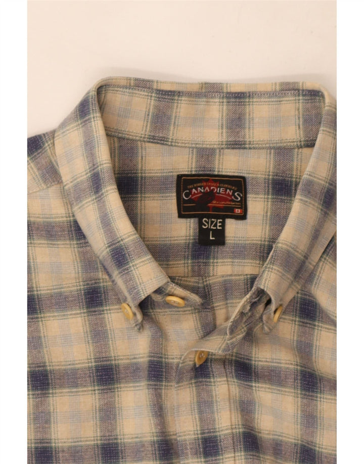 Camisa masculina de flanela Canadiens grande xadrez bege