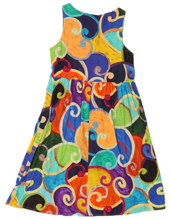 Vestido feminino vintage sem mangas evasê UK 12 médio paisley multicolorido