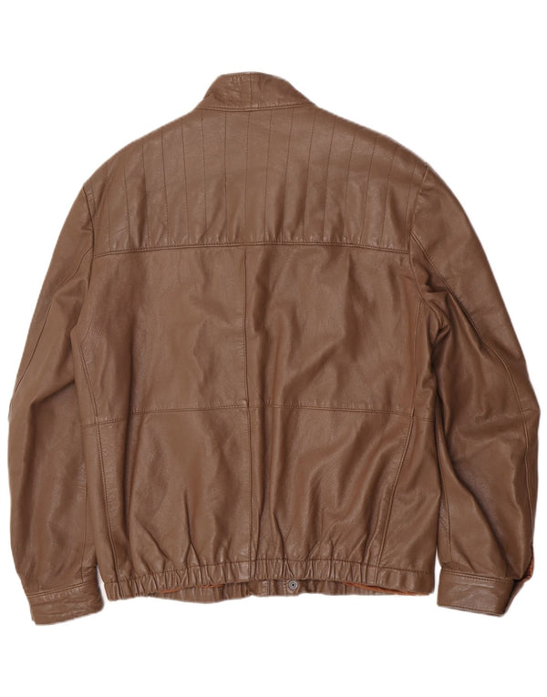 Jaqueta de couro masculina vintage UK 40 grande marrom