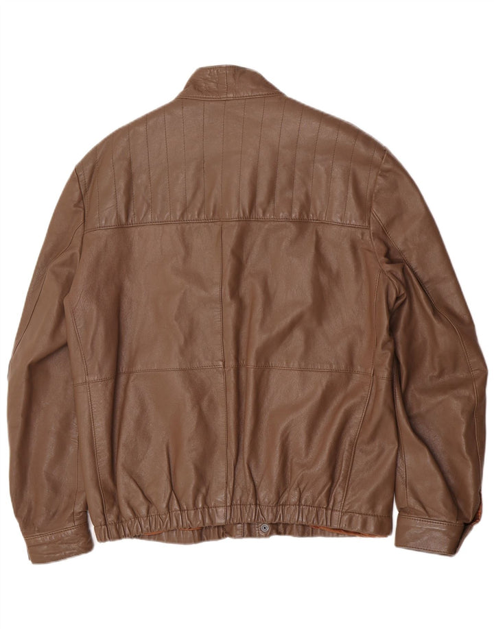 Jaqueta de couro masculina vintage UK 40 grande marrom