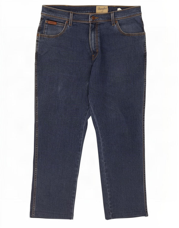 Wrangler Masculino Texas Stretch Straight Jeans W36 L26 Azul Algodão