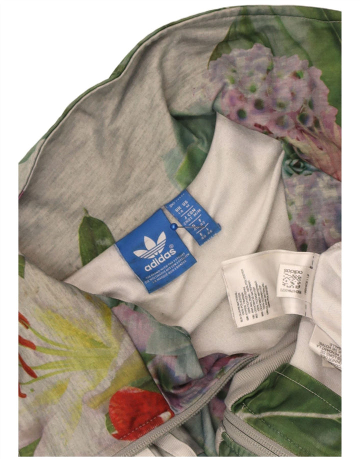 Jaqueta Adidas Feminina Graphic Tracksuit UK 14 Médio Cinza Floral