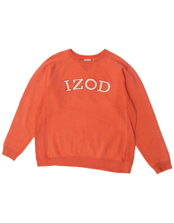 Suéter gráfico feminino Izod UK 14 algodão laranja médio