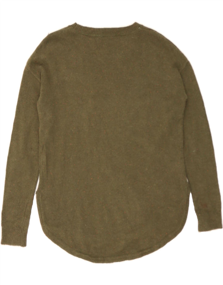 FAT FACE Womens Oversized Crew Neck Jumper Sweater UK 6 XS  Khaki Flecked Vintage Fat Face and Second-Hand Fat Face from Messina Hembry 