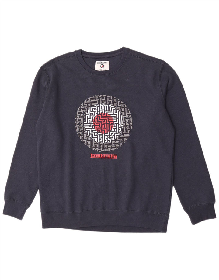 Lambretta Mens Graphic Moletom Jumper XL Azul Marinho Algodão