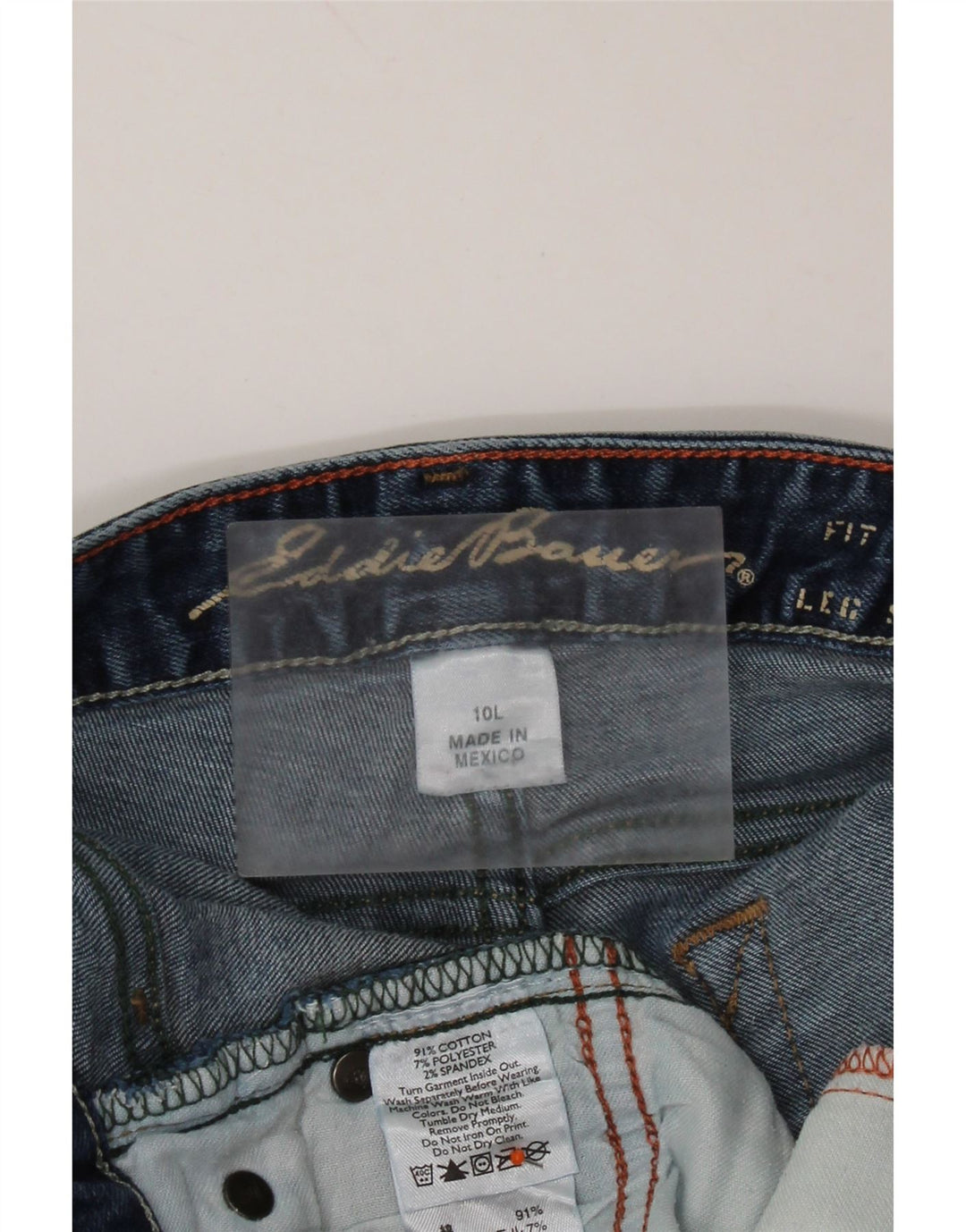 EDDIE BAUER Calça jeans feminina Curvy Bootcut US 10 Grande W32 L35 Azul Algodão