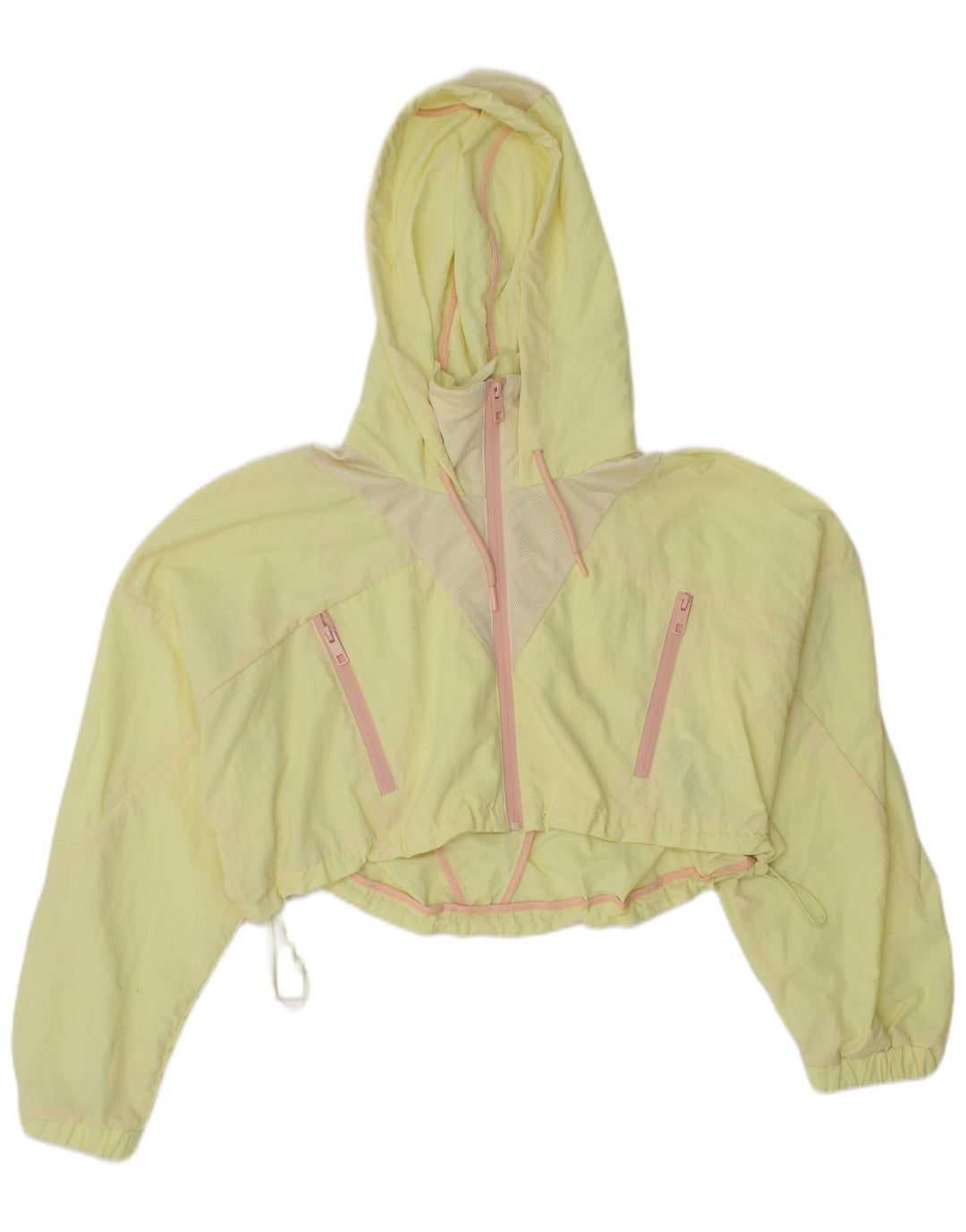 Jaqueta corta-vento feminina Zara com capuz e corte grande, Reino Unido 16, grande, amarelo