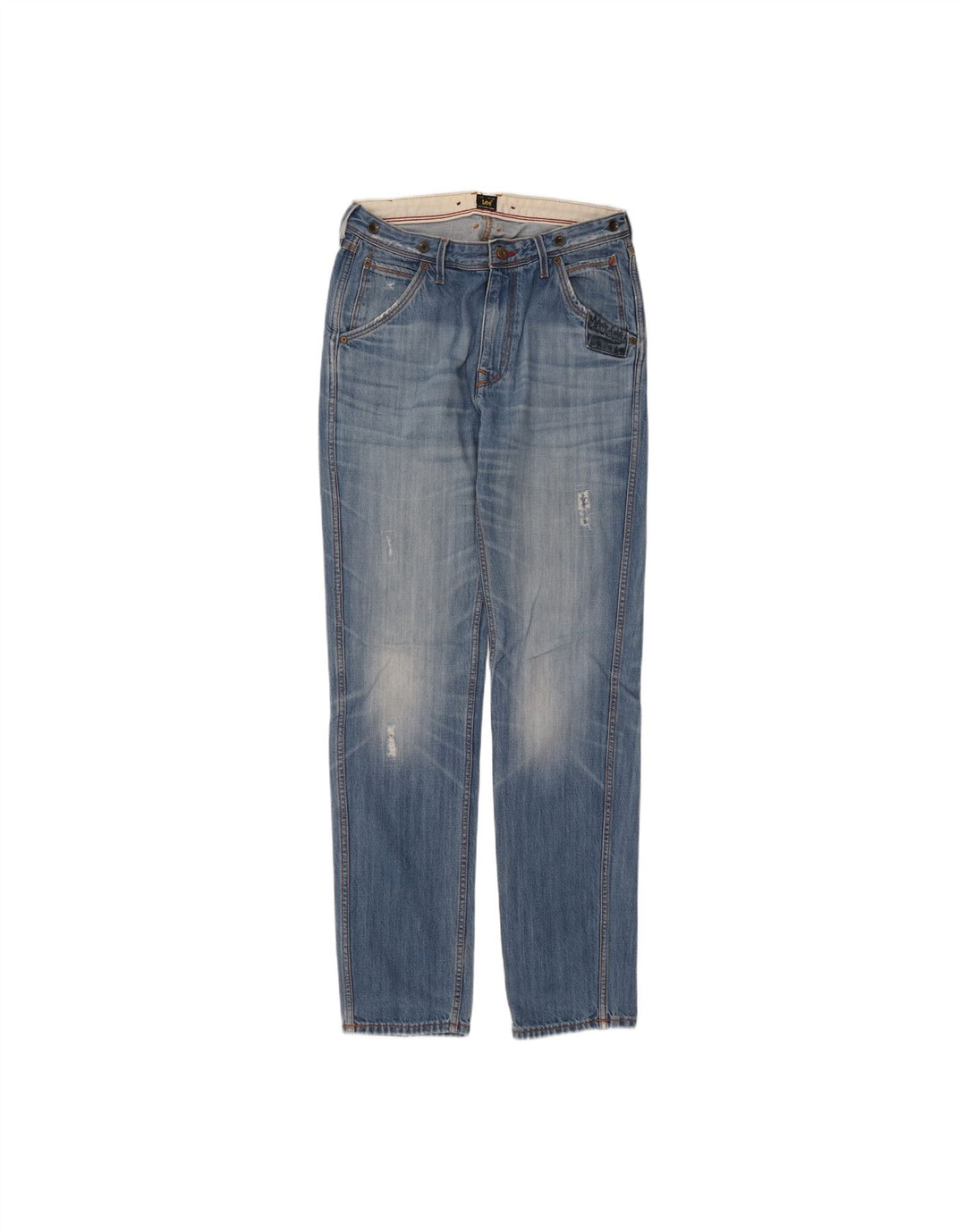 Calça jeans reta masculina LEE Logger desgastada W30 L34 algodão azul