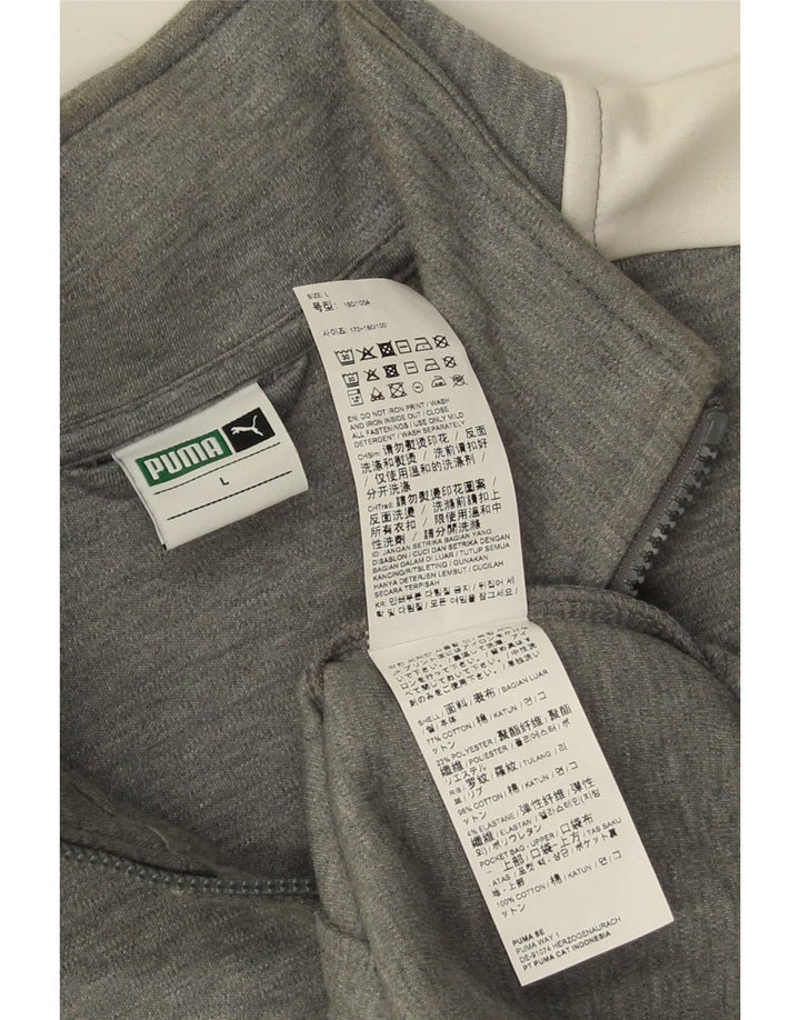 Puma Mens Tracksuit Top Jacket Grande Cinza Colorblock Algodão