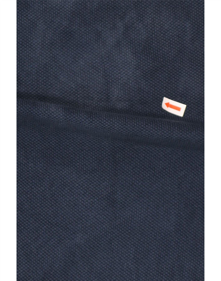 Zara Suéter masculino de manga curta com gola polo, azul marinho médio