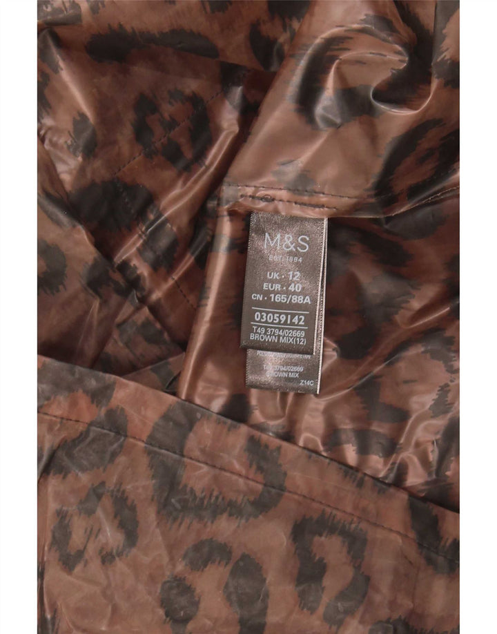 Capa de chuva feminina com capuz Marks & Spencer Reino Unido 12 marrom médio com estampa animal