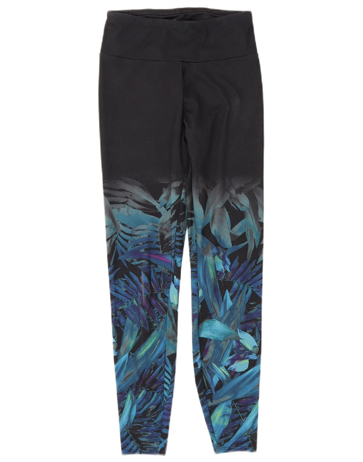 Leggings femininos Marks & Spencer UK 8 poliéster floral preto pequeno