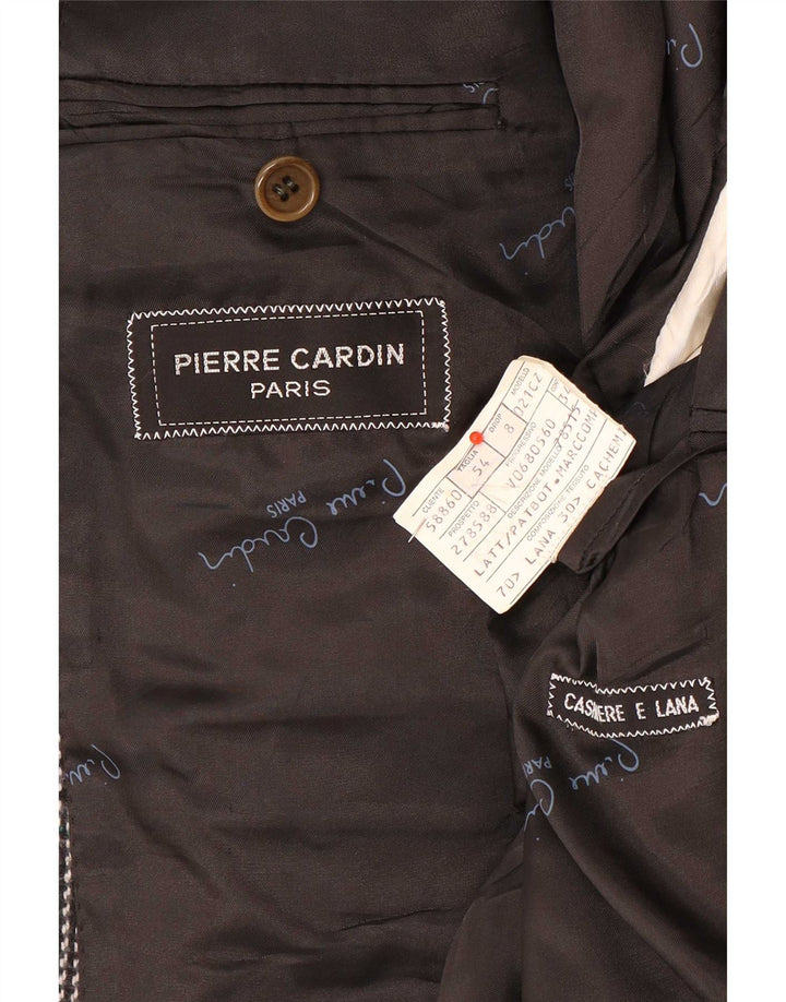 Jaqueta blazer masculina Pierre Cardin com 2 botões IT 54 2XL cinza xadrez lã clássica