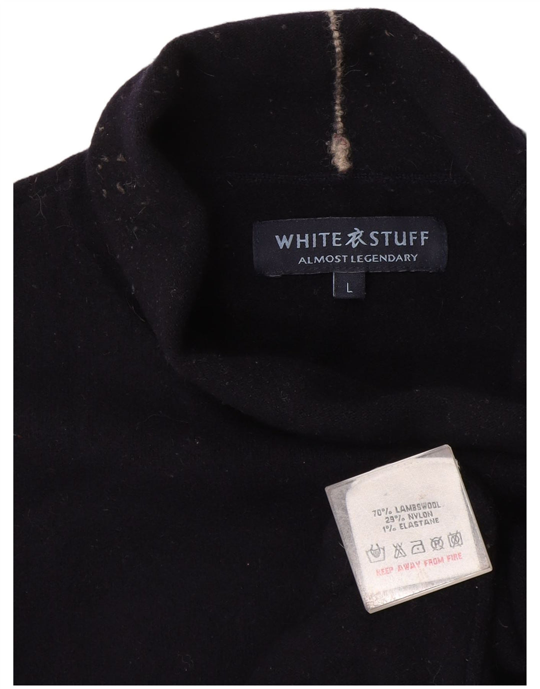 Suéter feminino com gola redonda White Stuff Reino Unido 16 grande lã azul marinho