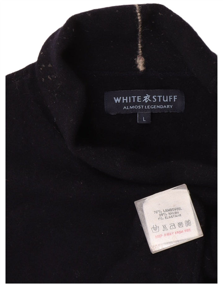 Suéter feminino com gola redonda White Stuff Reino Unido 16 grande lã azul marinho
