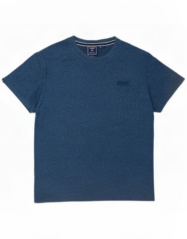 Camiseta masculina Superdry Top grande algodão manchado azul