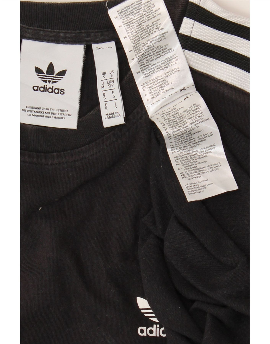 ADIDAS Mens Camiseta Top Pequeno Algodão Preto