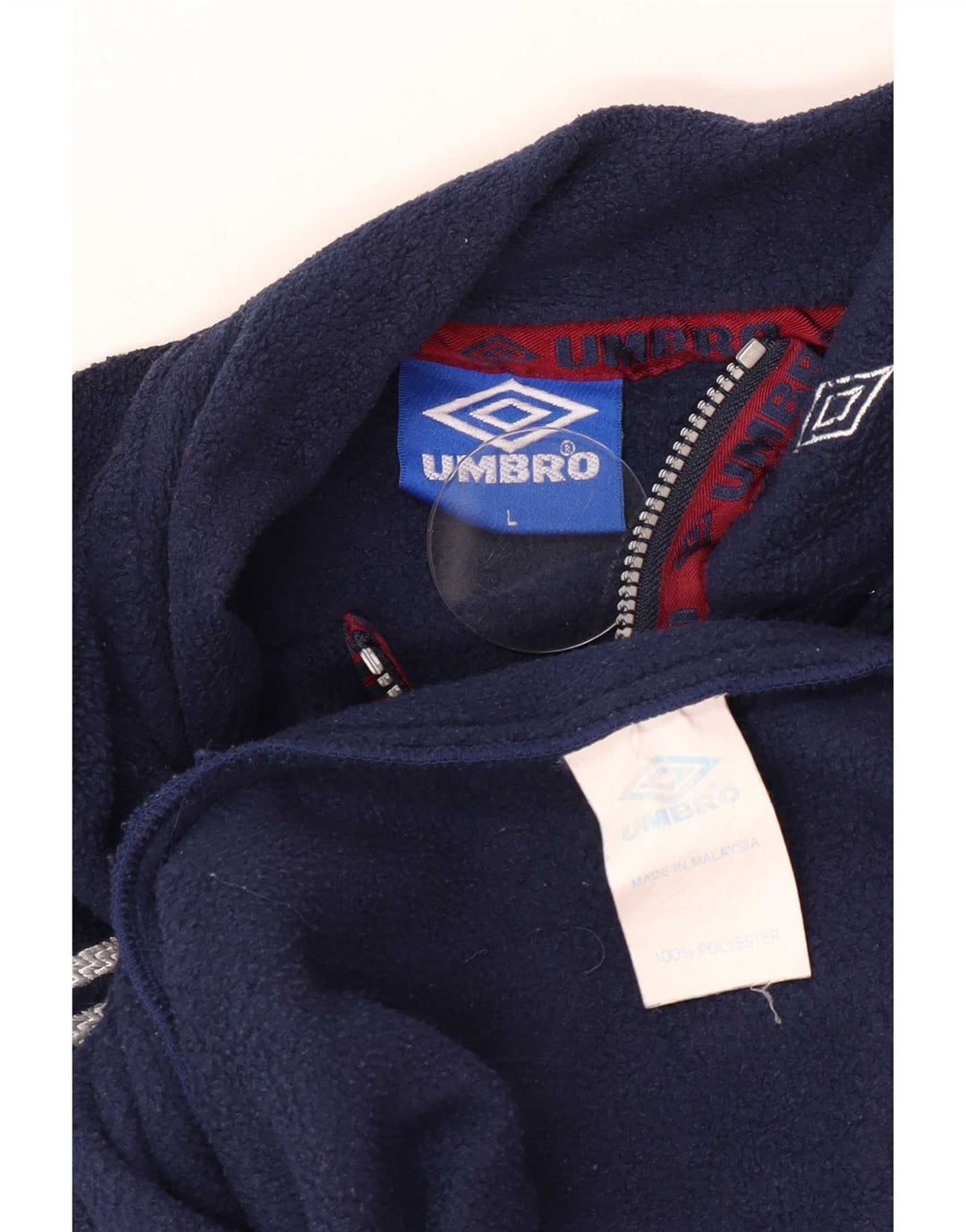 Suéter de lã masculino Umbro com zíper e gola grande azul marinho poliéster