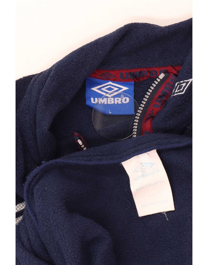 Suéter de lã masculino Umbro com zíper e gola grande azul marinho poliéster