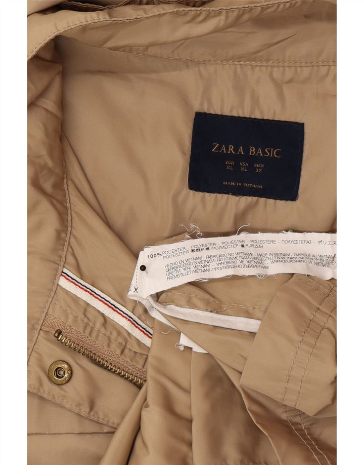 Zara Womens Hooded Utility Jacket UK 18 XL Bege Poliéster
