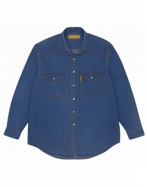 Miller & Simons Mens Denim Shirt Size 43/44 XL Blue Cotton