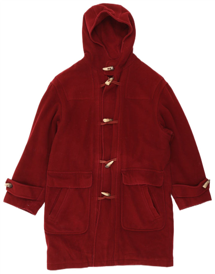 Casaco Duffle feminino vintage com capuz IT 52 2XL lã vermelha