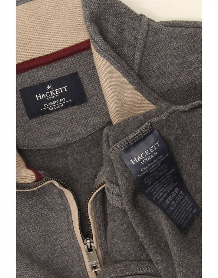 Moletom masculino Hackett Classic Fit com zíper e gola em algodão cinza médio