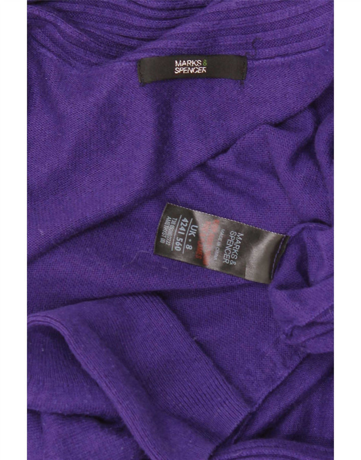 Suéter feminino Marks & Spencer Longline Open Cardigan Reino Unido 8 Pequeno Roxo