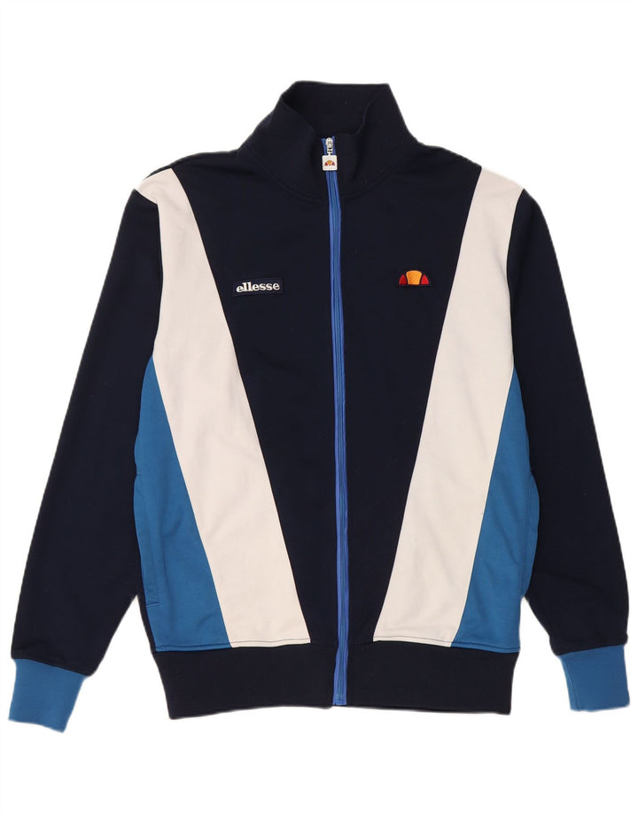 Ellesse Jaqueta masculina de agasalho médio azul marinho algodão colorblock
