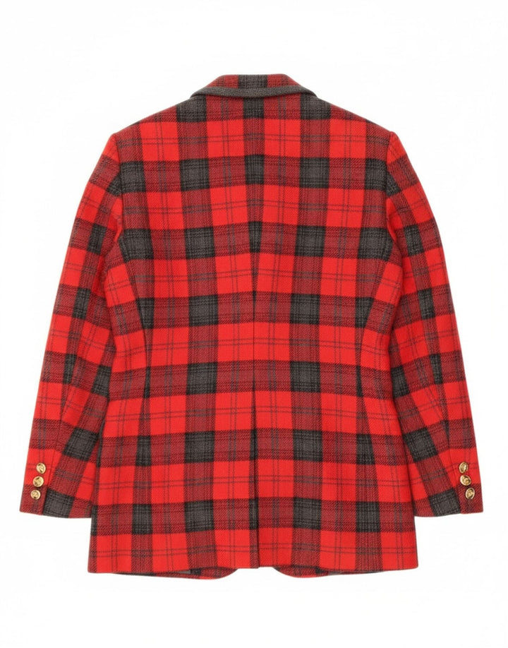 Jaqueta blazer feminina Bagarry com 3 botões IT 44 lã xadrez vermelha média