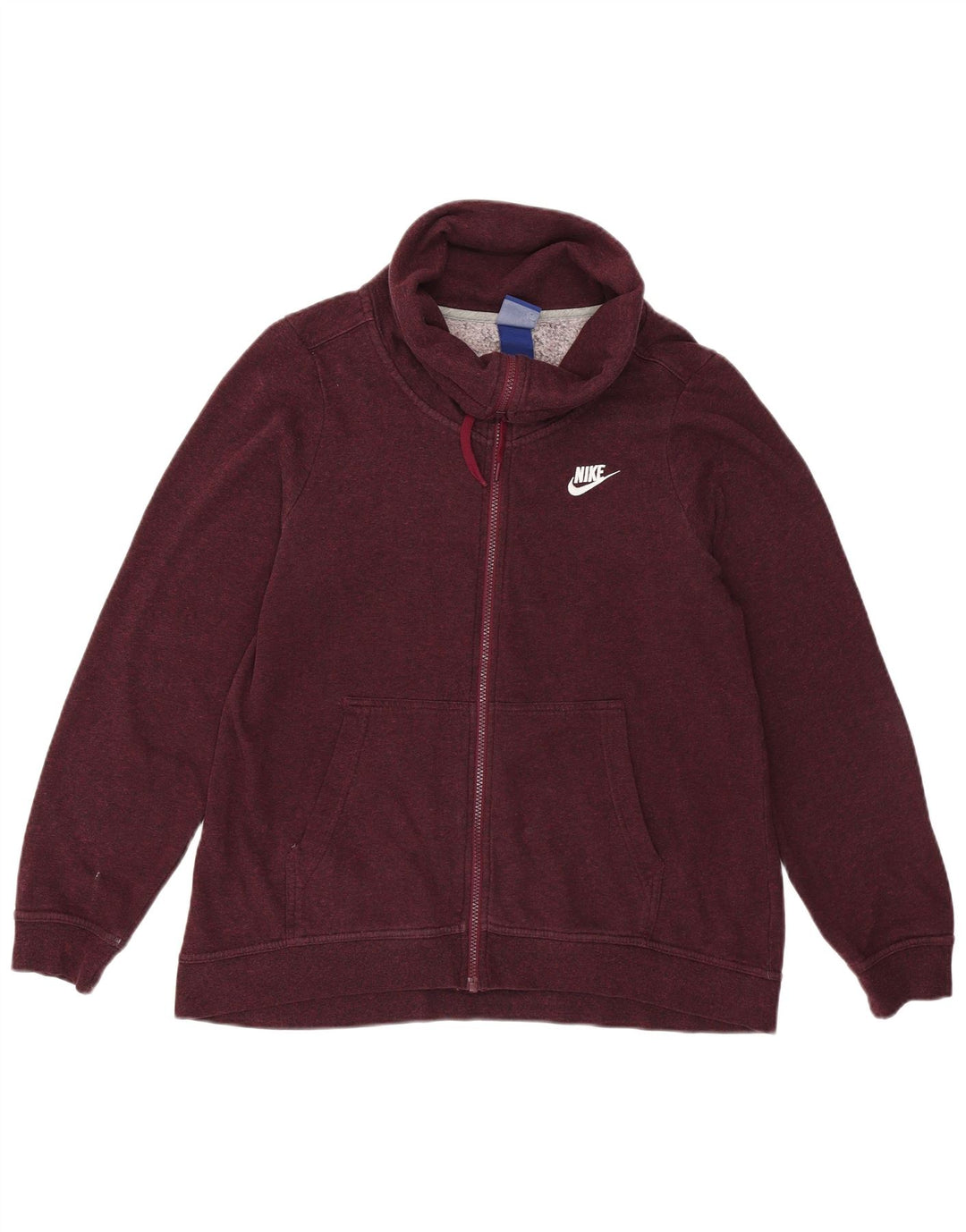 NIKE Womens Tracksuit Top Jacket UK 10 Pequeno Borgonha Algodão