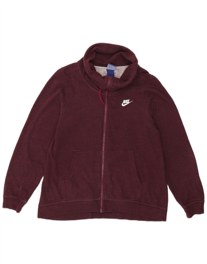 NIKE Womens Tracksuit Top Jacket UK 10 Pequeno Borgonha Algodão
