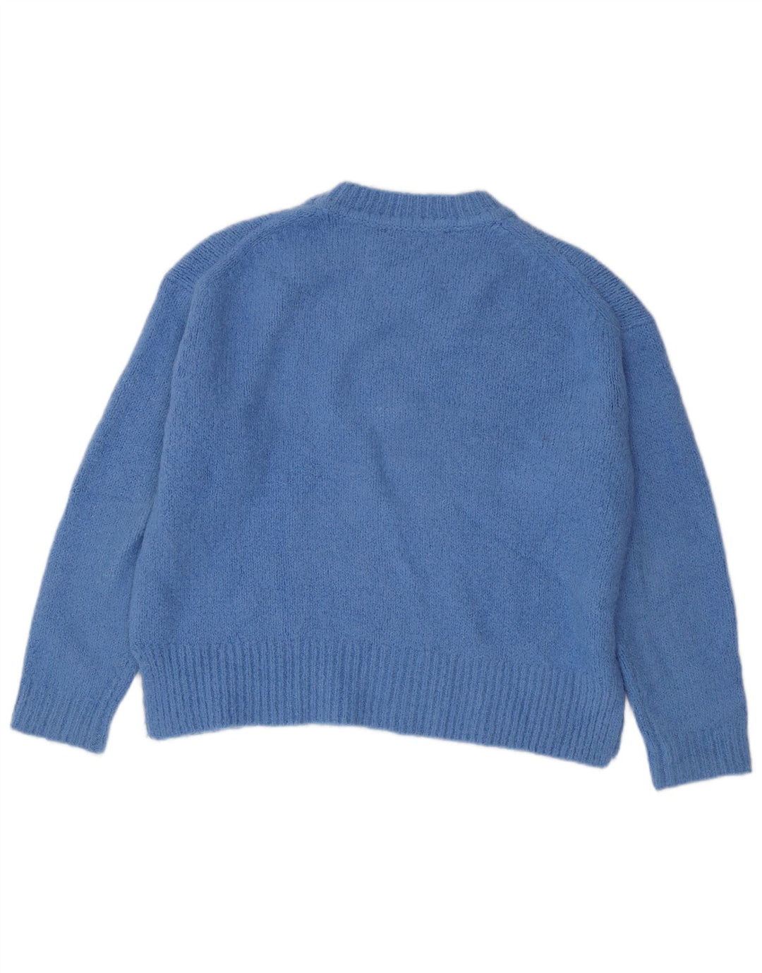 Zara Suéter feminino oversized com gola redonda Reino Unido 14 Acrílico azul médio