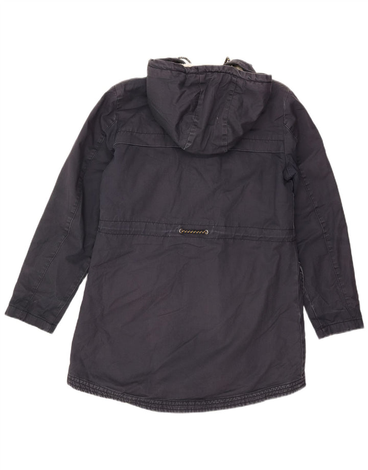 Jaqueta Parka feminina com capuz White Stuff Reino Unido 8 algodão azul marinho pequeno
