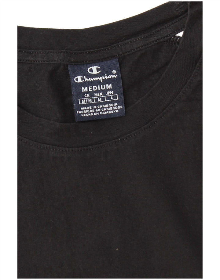 Camiseta gráfica masculina Champion Top médio preto colorblock