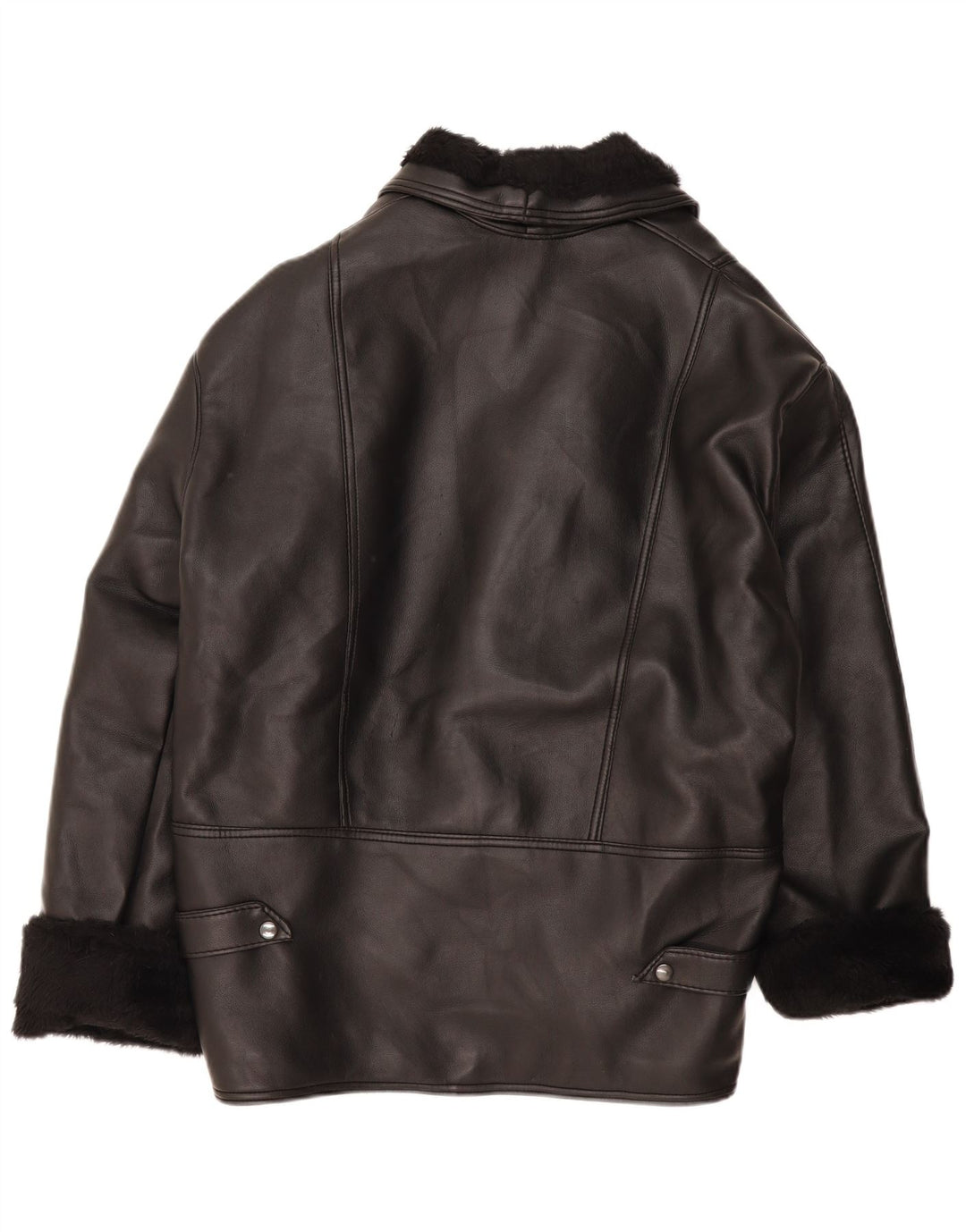Jaqueta masculina vintage de shearling IT 38 Shearling preto médio