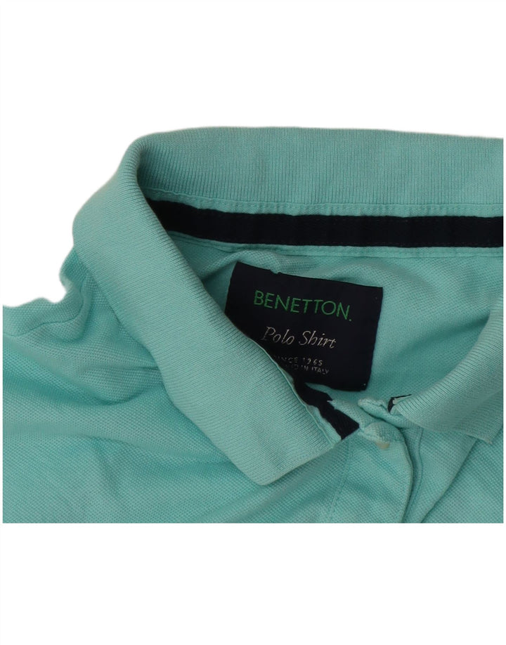Camisa polo feminina Benetton UK 16 grande turquesa