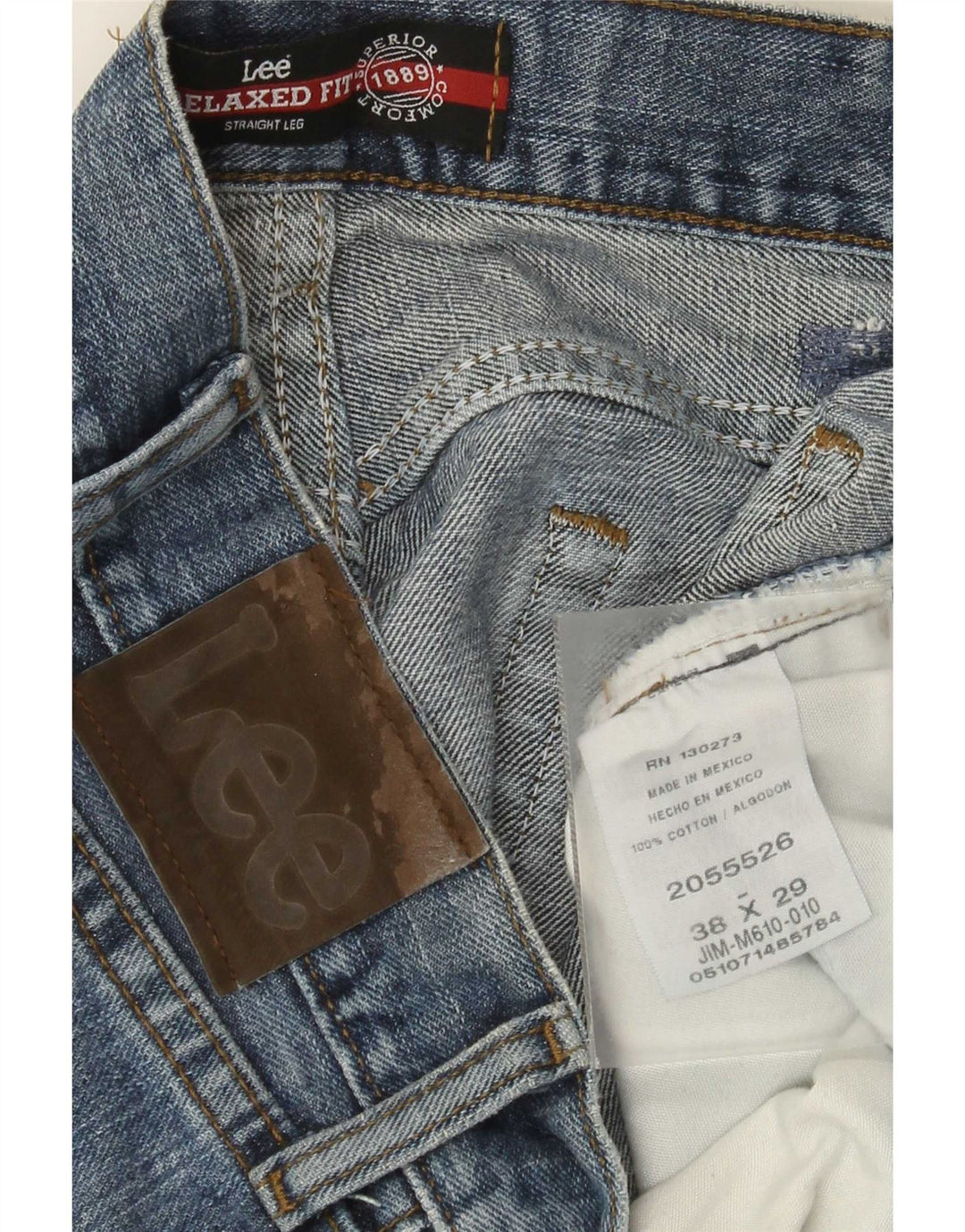 Lee Mens Relaxed Fit Straight Jeans W38 L29 Azul Algodão