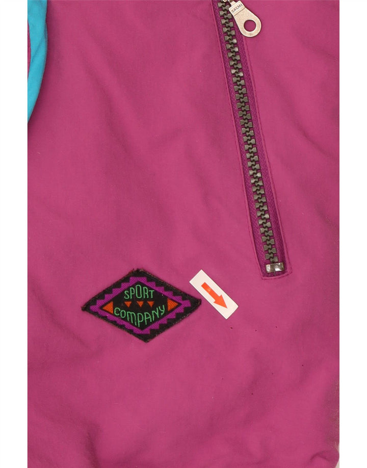 Jaqueta de esqui pulôver gráfico masculino vintage Reino Unido 44 2XL bloco colorido roxo
