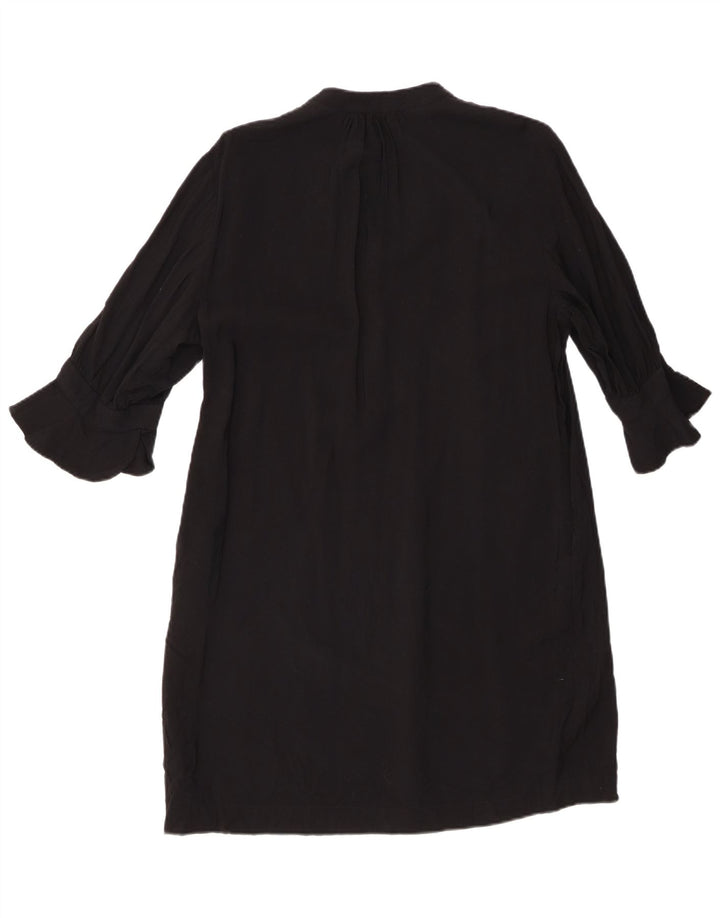 Vestido feminino Whistles com manga 3/4, tamanho grande, UK 10, viscose preta pequena