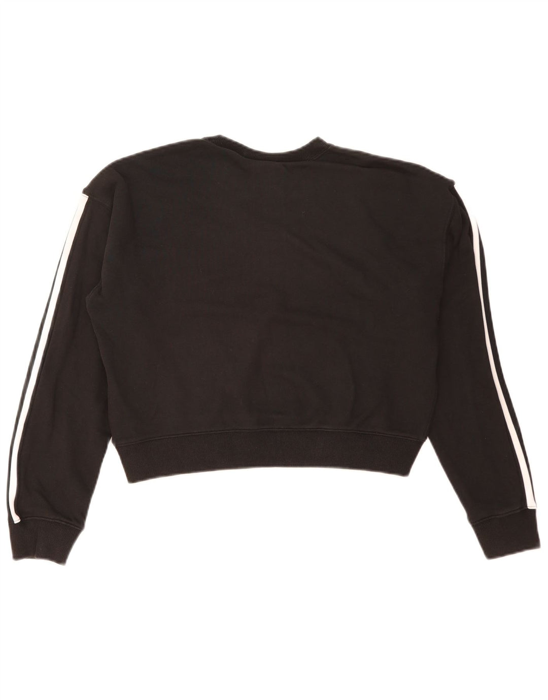 Adidas Womens Oversized Crop Moletom Jumper Reino Unido 8 Pequeno Algodão Preto