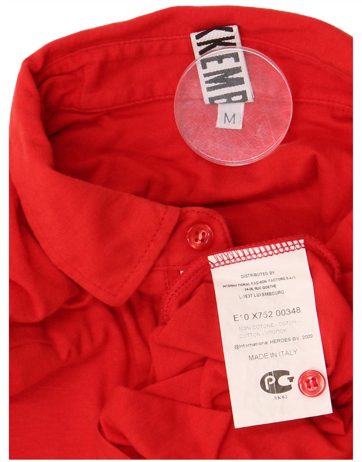 Camisa polo feminina BIKKEMBERGS Reino Unido 14 algodão vermelho médio