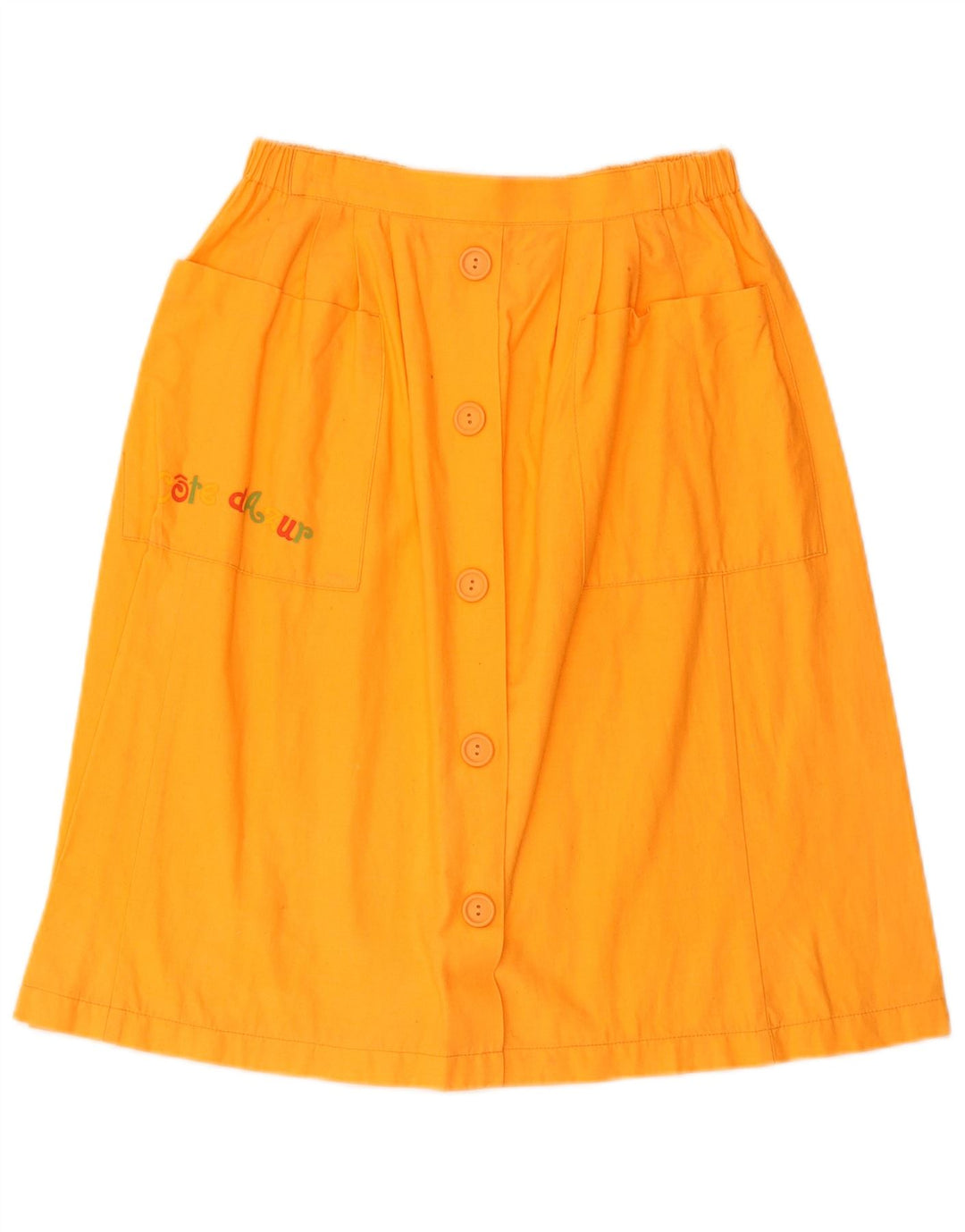 Saia evasê VINTAGE para meninas 12-13 anos W30 algodão laranja