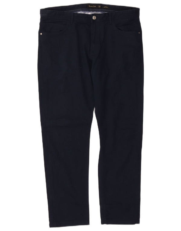 MASSIMO DUTTI Mens Slim Fit Calça Casual EU 46 XL W36 L30 Azul Marinho
