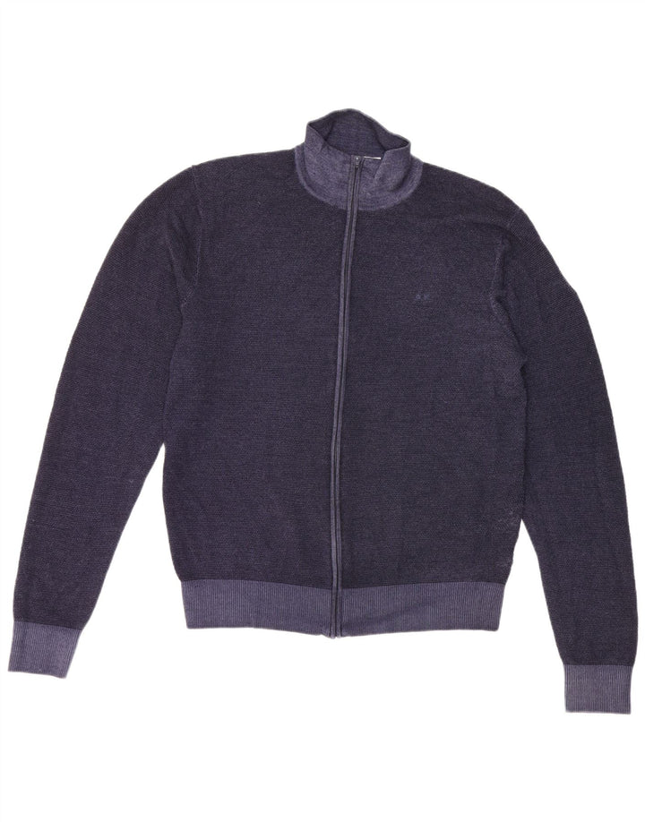 Suéter cardigã feminino Sun68 Reino Unido 20 2XL lã azul marinho