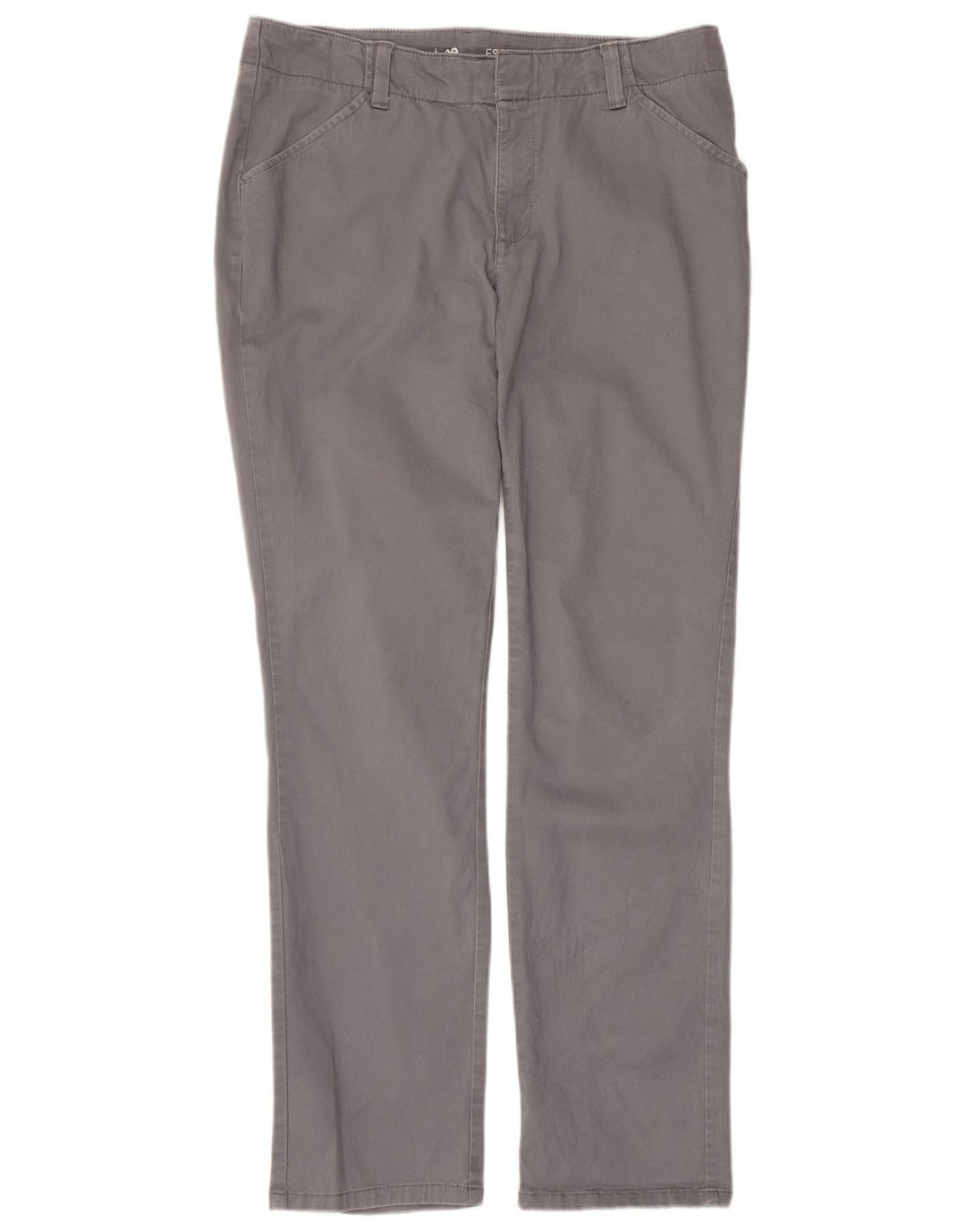 Calça chino reta feminina Lee US 10 grande W34 L30 algodão cinza