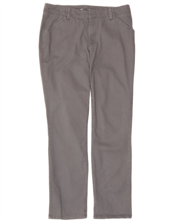 Calça chino reta feminina Lee US 10 grande W34 L30 algodão cinza