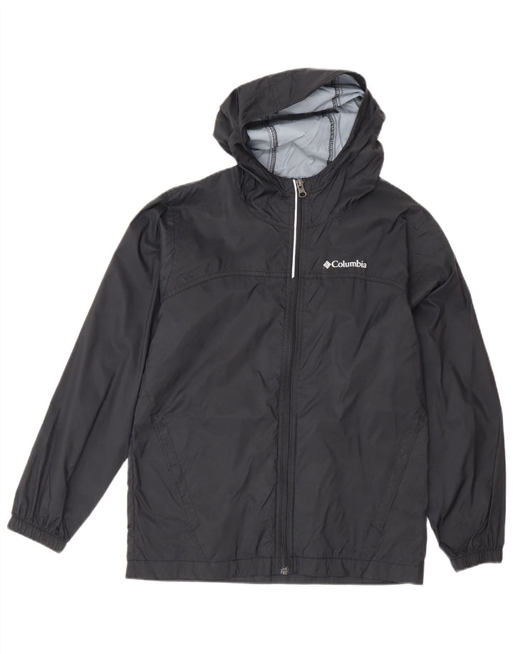 Jaqueta de chuva com capuz Columbia Boys 10-11 anos médio preto nylon